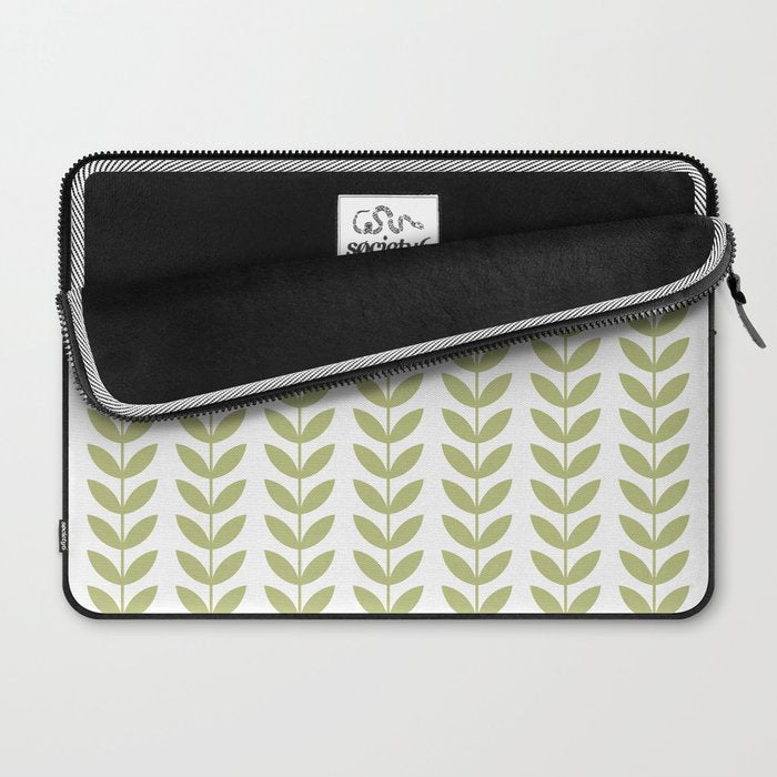 Scandinavian Mid Century Pattern Green Laptop Sleeve Gallery Image 2