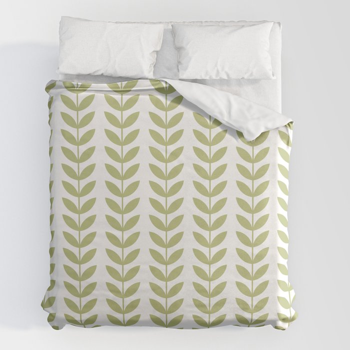 Scandinavian Mid Century Pattern Green Duvet Cover