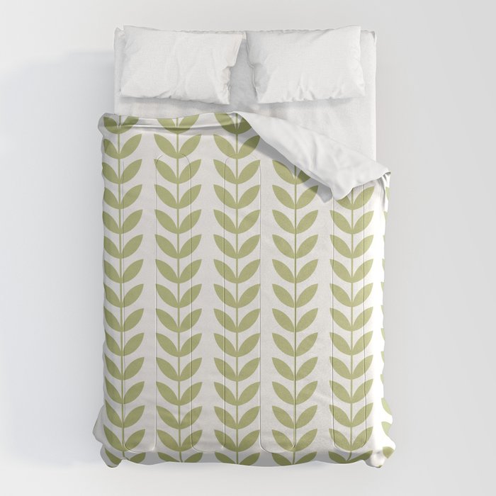Scandinavian Mid Century Pattern Green Comforter Gallery Image 6