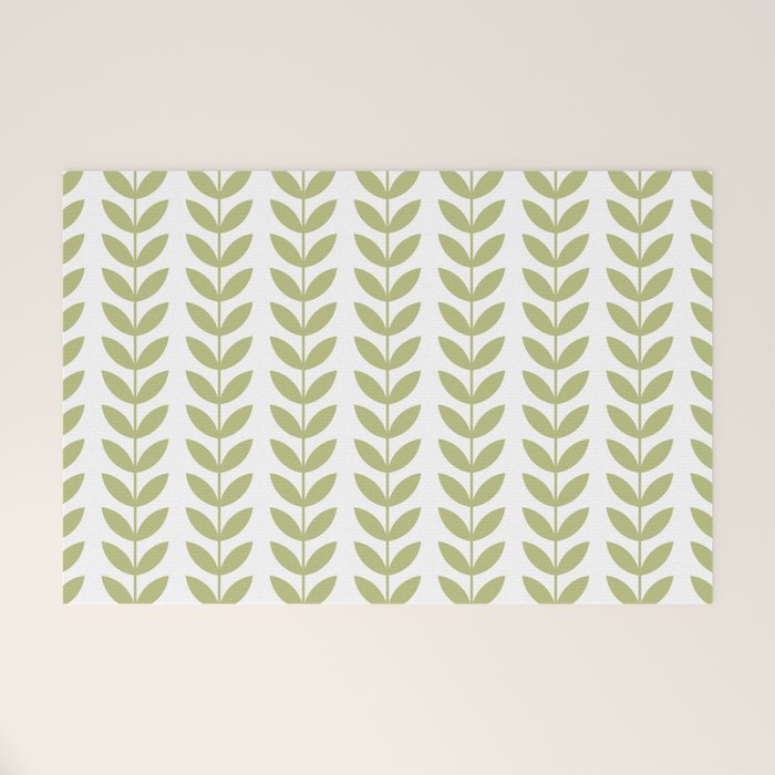 Scandinavian Mid Century Pattern Green Welcome Mat Gallery Image 1