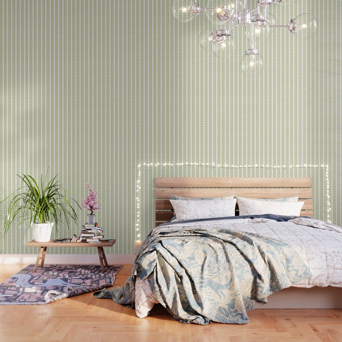 Scandinavian Mid Century Pattern Green Wallpaper