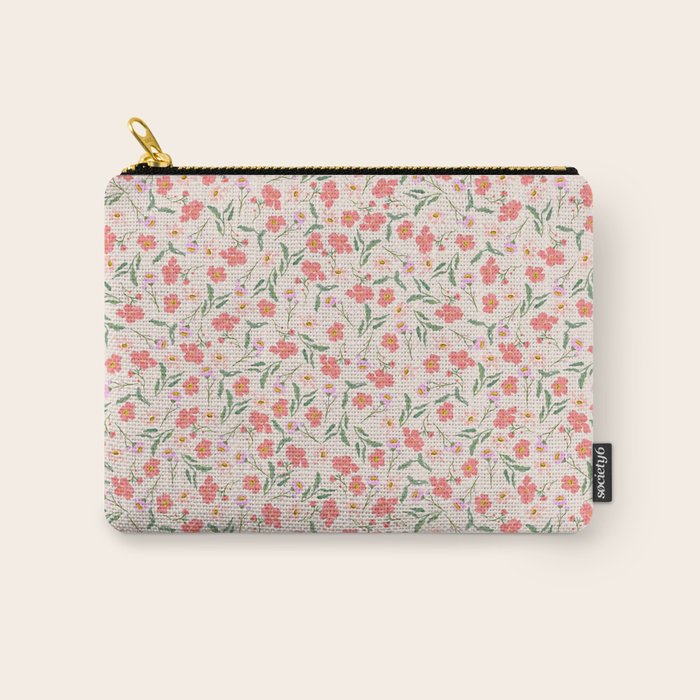 A breath of fresh air - A seamless floral pattern in pinks and reds Carry All Pouch Gallery Image 1