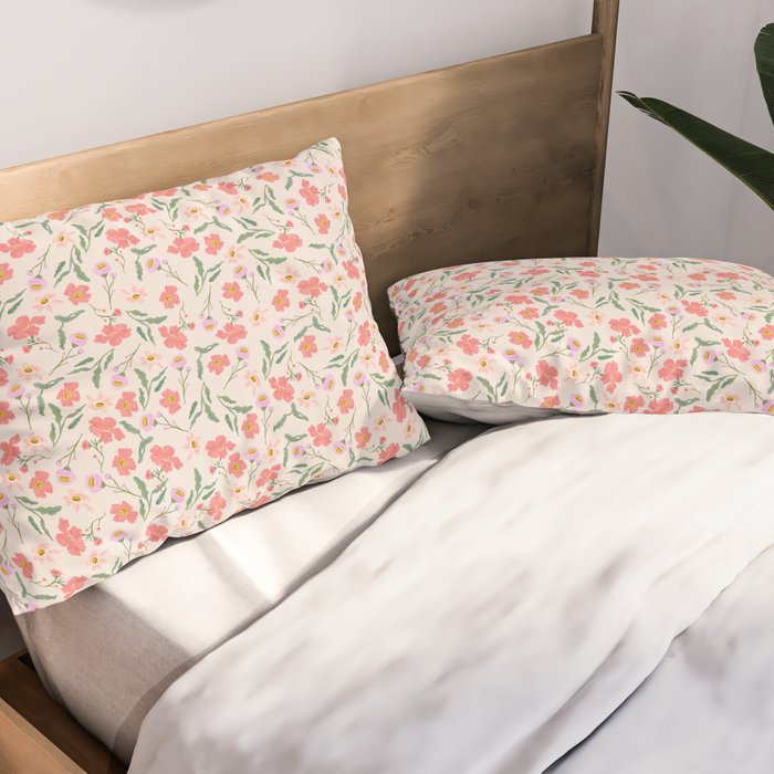 A breath of fresh air - A seamless floral pattern in pinks and reds Pillow Sham Gallery Image 2