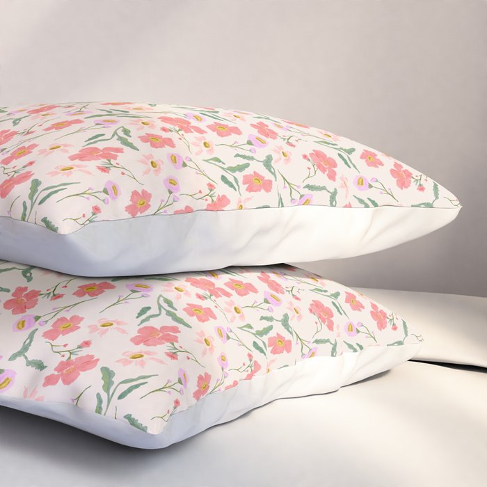 A breath of fresh air - A seamless floral pattern in pinks and reds Pillow Sham Gallery Image 3