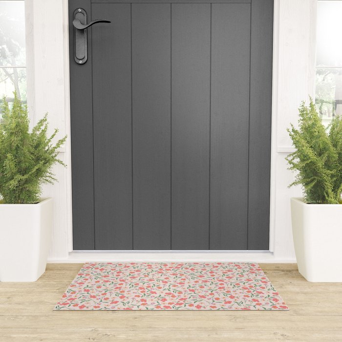 A breath of fresh air - A seamless floral pattern in pinks and reds Welcome Mat Gallery Image 3