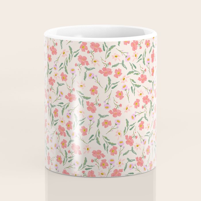 A breath of fresh air - A seamless floral pattern in pinks and reds Coffee Mug Gallery Image 4