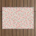 A breath of fresh air - A seamless floral pattern in pinks and reds Outdoor Rug Gallery Image 1