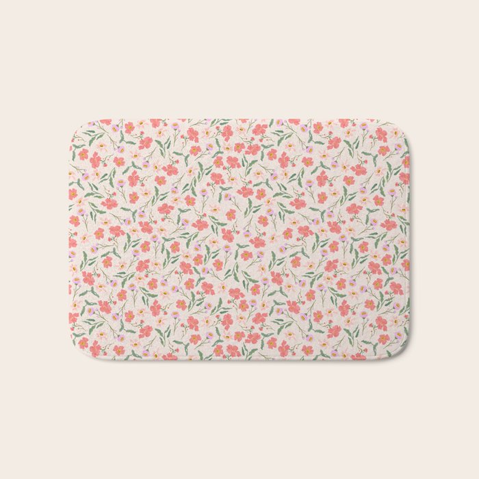 A breath of fresh air - A seamless floral pattern in pinks and reds Bath Mat Gallery Image 1