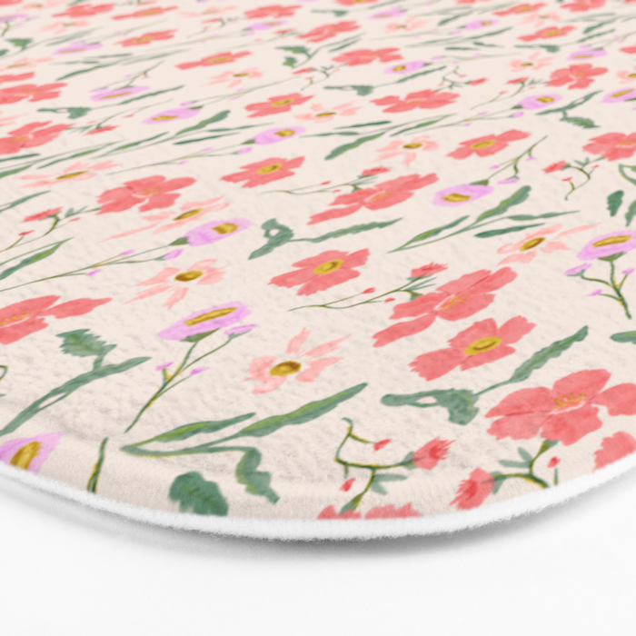 A breath of fresh air - A seamless floral pattern in pinks and reds Bath Mat Gallery Image 3