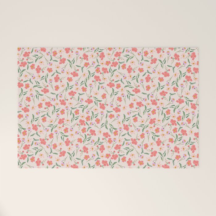 A breath of fresh air - A seamless floral pattern in pinks and reds Welcome Mat Gallery Image 1