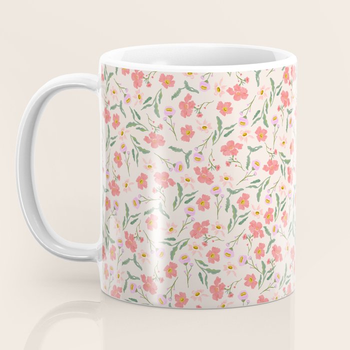 A breath of fresh air - A seamless floral pattern in pinks and reds Coffee Mug Gallery Image 3