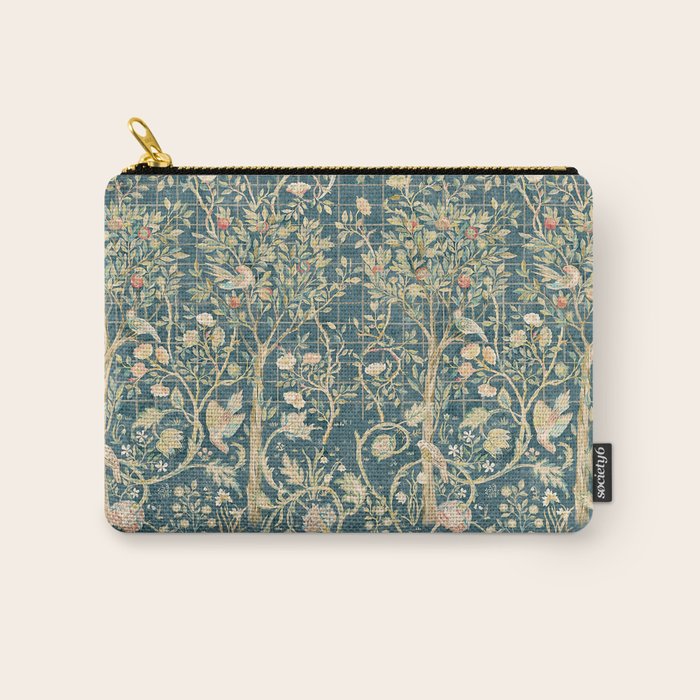 William Morris Melsetter Trellis Teal Botanical Birds Art Carry All Pouch Gallery Image 1
