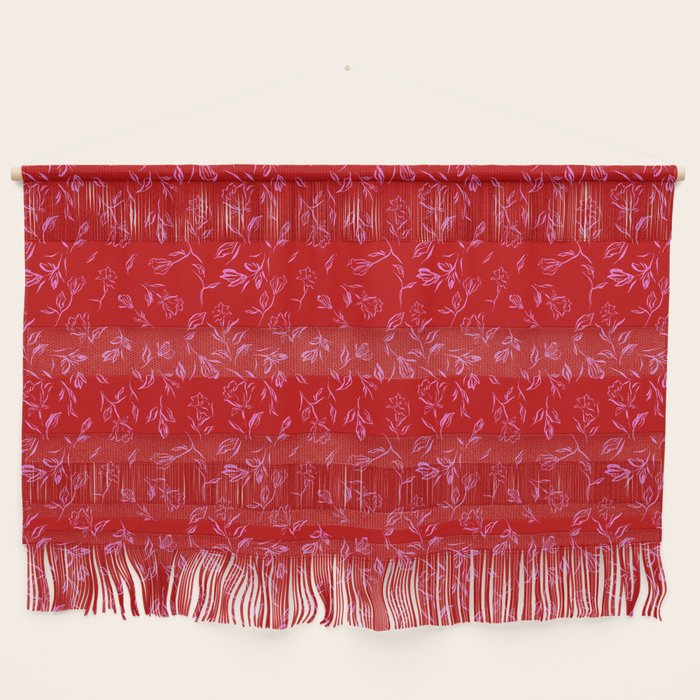 Pink and red romantic wildflowers Wall Hanging Gallery Image 1