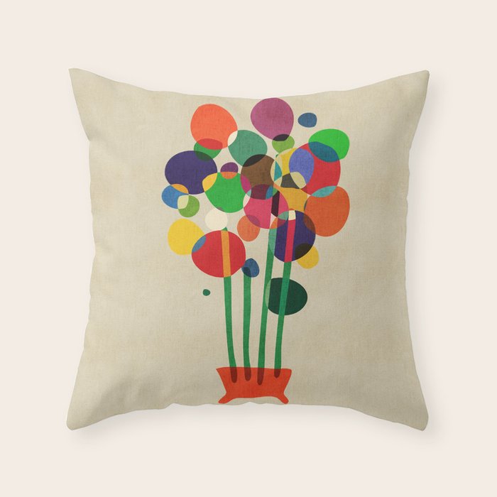 Happy flowers in the vase Throw Pillow Gallery Image 1