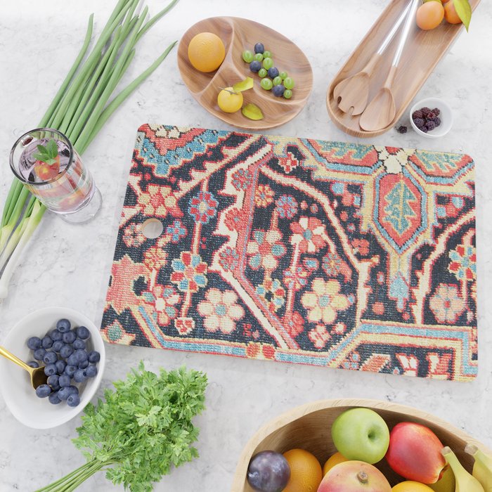 Antique Persian Heriz Carpet Print Cutting Board Gallery Image 2