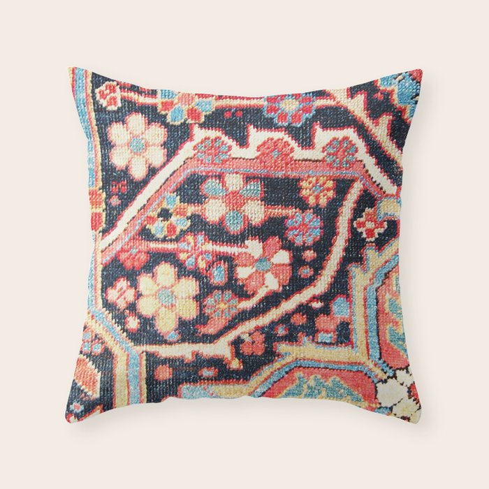 Antique Persian Heriz Carpet Print Throw Pillow Gallery Image 6