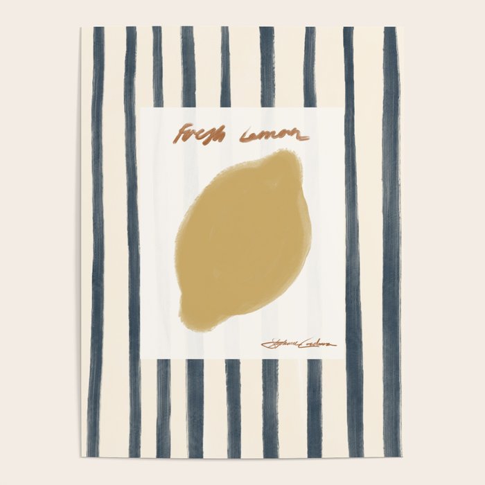 Fresh Lemon Vintage Stripes Poster Gallery Image 4