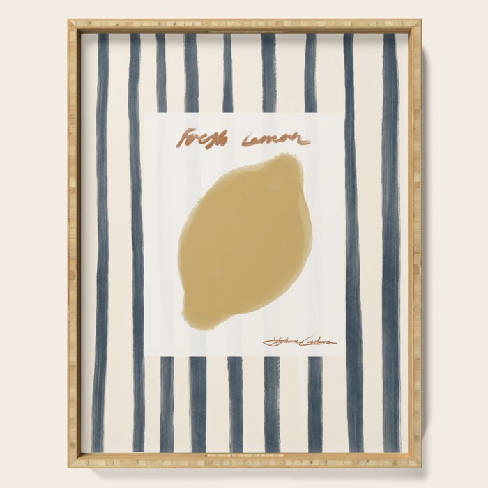 Fresh Lemon Vintage Stripes Serving Tray Gallery Image 1