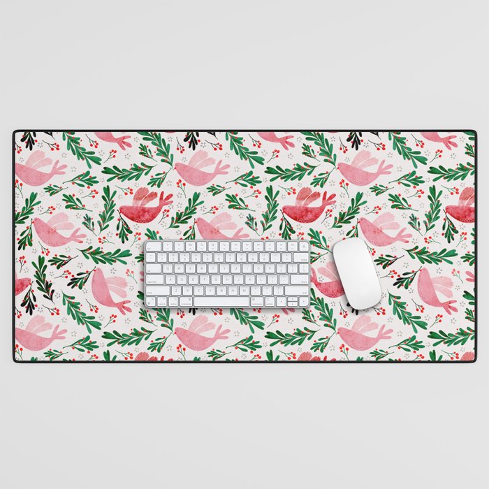 Festive Birds - christmas pattern no2 Desk Mat Gallery Image 1