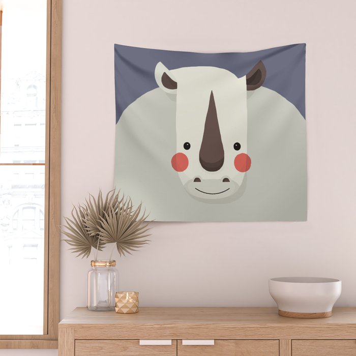 Rhinoceros, Animal Portrait Wall Tapestry Gallery Image 2