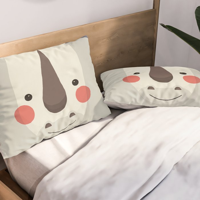 Rhinoceros, Animal Portrait Pillow Sham Gallery Image 2