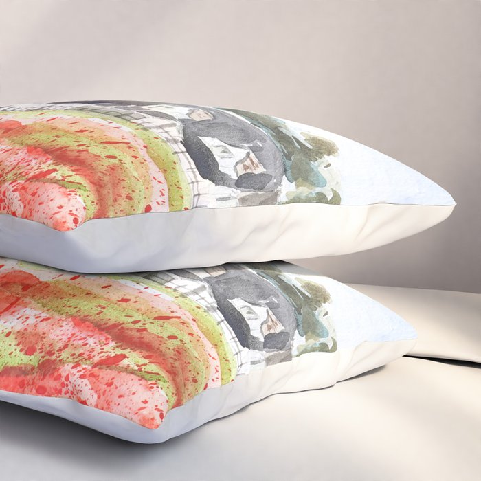 orange poppy field watercolour  Pillow Sham Gallery Image 3