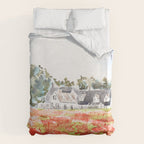 orange poppy field watercolour  Duvet Cover Gallery Image 6