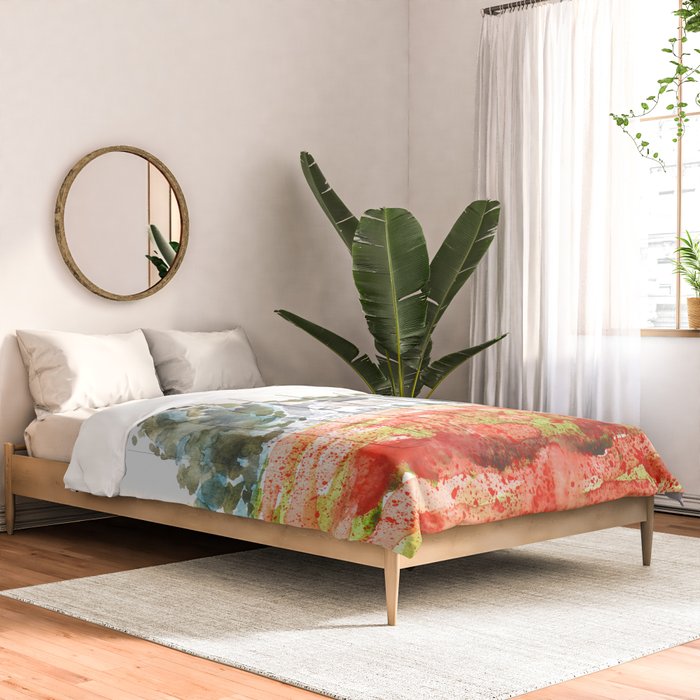 orange poppy field watercolour  Comforter Gallery Image 2
