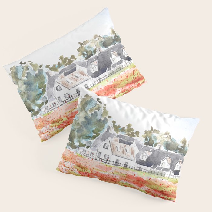 orange poppy field watercolour  Pillow Sham Gallery Image 3