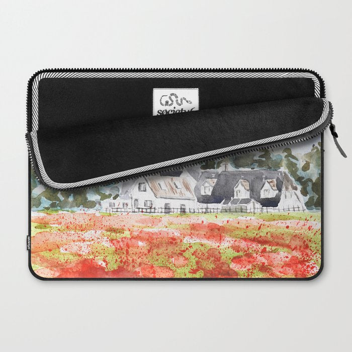 orange poppy field watercolour  Laptop Sleeve Gallery Image 2