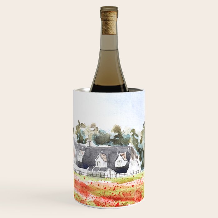 orange poppy field watercolour  Wine Chiller Gallery Image 3