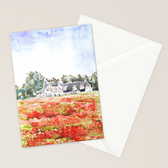 orange poppy field watercolour  Stationery Card Gallery Image 2