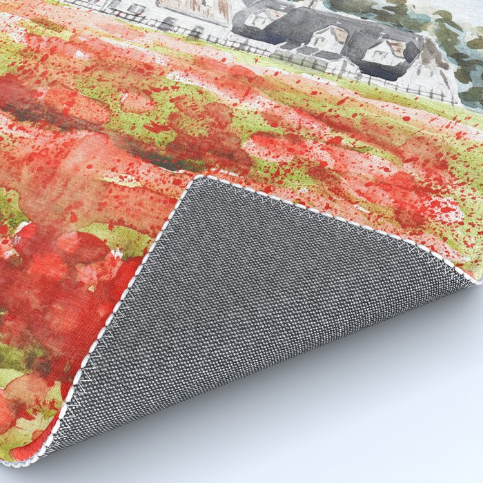 orange poppy field watercolour  Rug Gallery Image 4