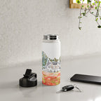 orange poppy field watercolour  Water Bottle Gallery Image 4