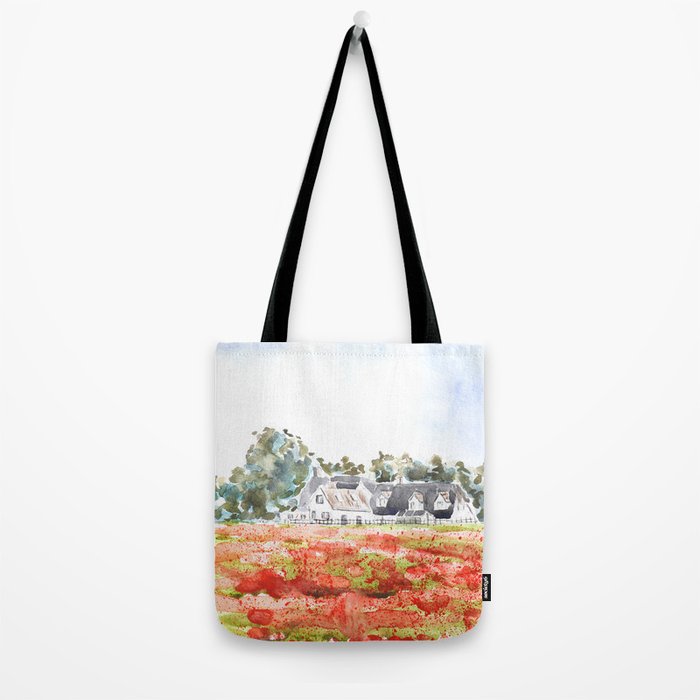 orange poppy field watercolour  Tote Bag Gallery Image 2