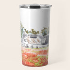 orange poppy field watercolour  Travel Mug Gallery Image 1
