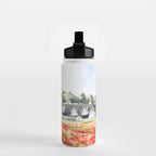 orange poppy field watercolour  Water Bottle Gallery Image 2