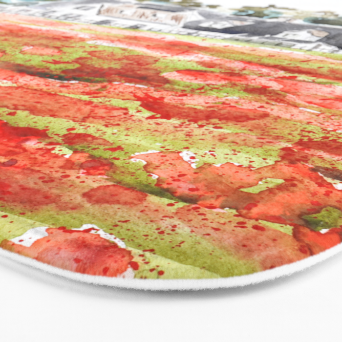 orange poppy field watercolour  Bath Mat Gallery Image 3