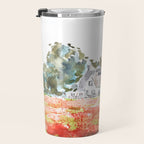 orange poppy field watercolour  Travel Mug Gallery Image 3