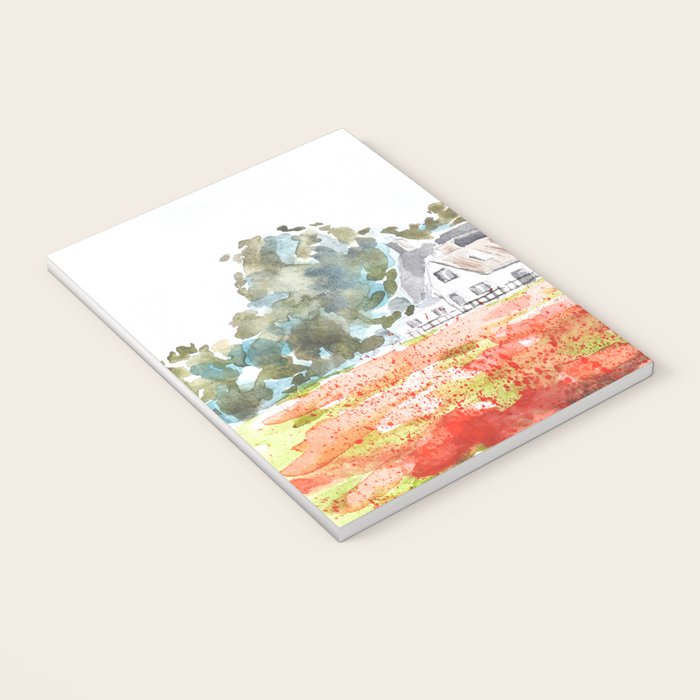 orange poppy field watercolour  Notebook Gallery Image 3