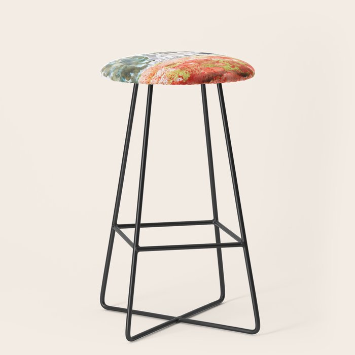 orange poppy field watercolour  Stool Gallery Image 1