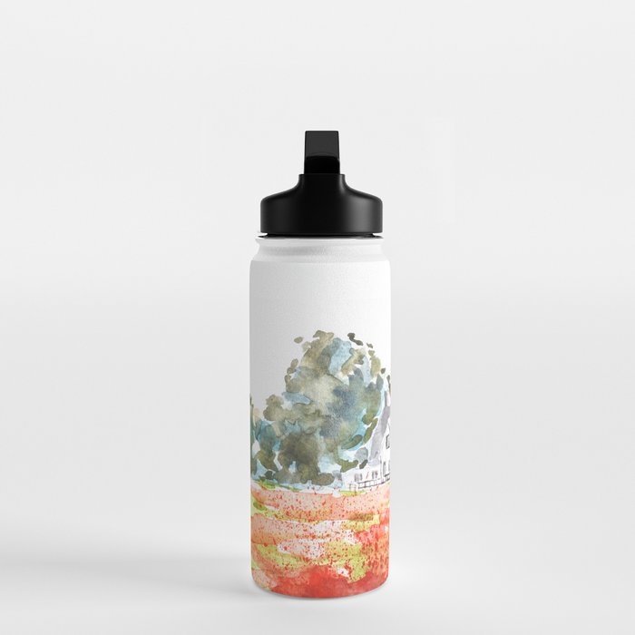 orange poppy field watercolour  Water Bottle Gallery Image 3