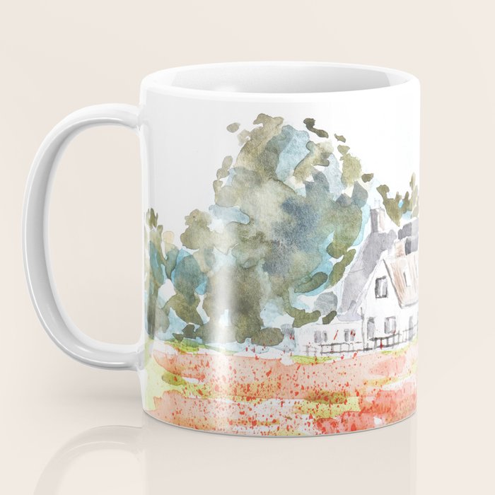 orange poppy field watercolour  Coffee Mug Gallery Image 3