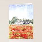 orange poppy field watercolour  Stationery Card Gallery Image 2
