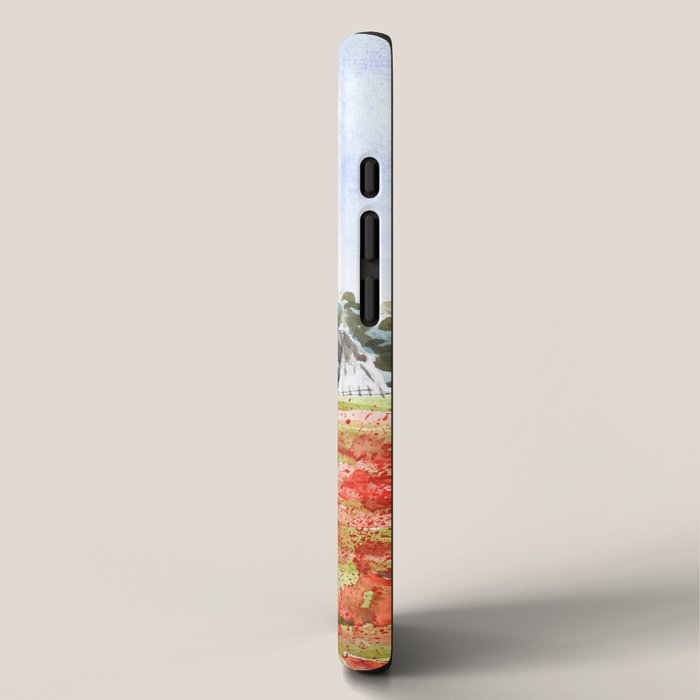 orange poppy field watercolour  iPhone Case Gallery Image 2