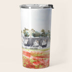 orange poppy field watercolour  Travel Mug Gallery Image 2