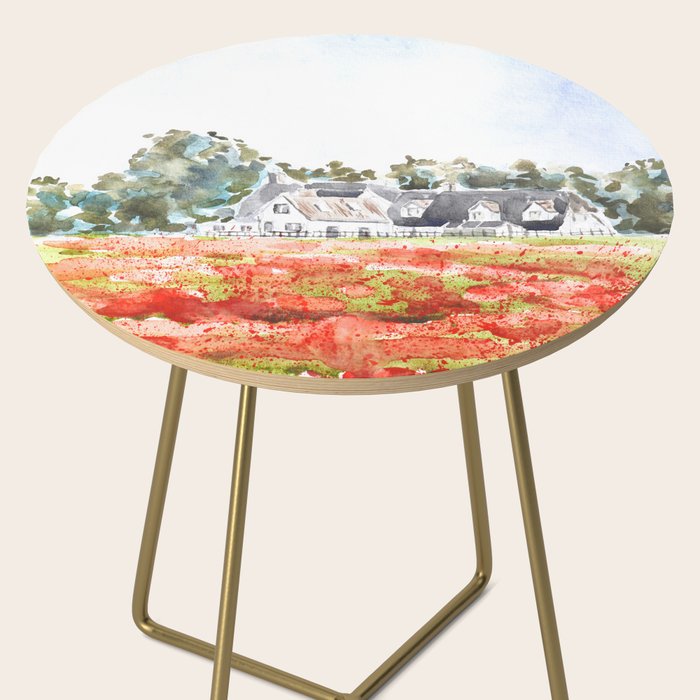 orange poppy field watercolour  Side Table Gallery Image 2