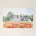 orange poppy field watercolour  Welcome Mat Gallery Image 1