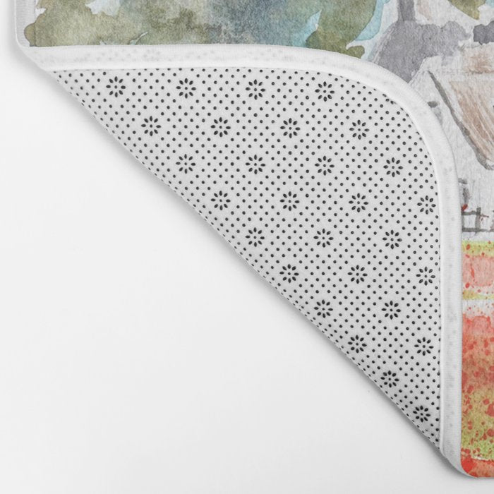 orange poppy field watercolour  Bath Mat Gallery Image 2