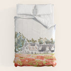 orange poppy field watercolour  Comforter Gallery Image 6